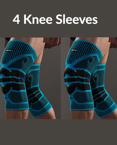 4 (Two Dual Sets) - Pro Knee Compression Sleeves (Unisex) with Silicone Gel Pad & Side Stabilizers - Buy 3, Get 1 FREE!