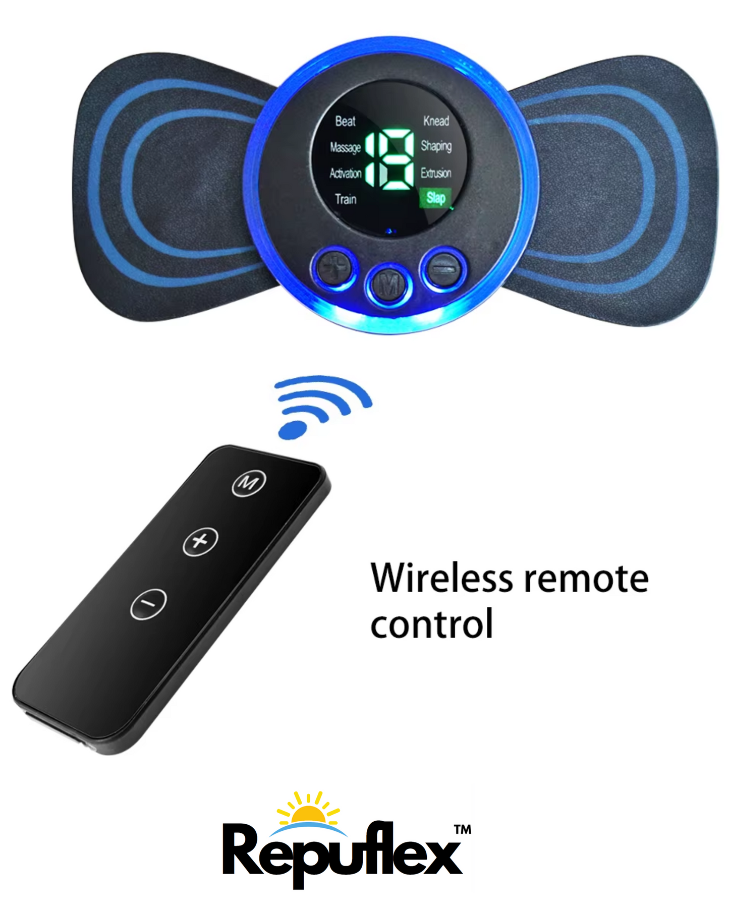4 (Set of Four) - Wireless Body Massager with TENS + EMS Muscle Stimulator + 4 Extra Massage Pads - Buy 3, Get 1 FREE!