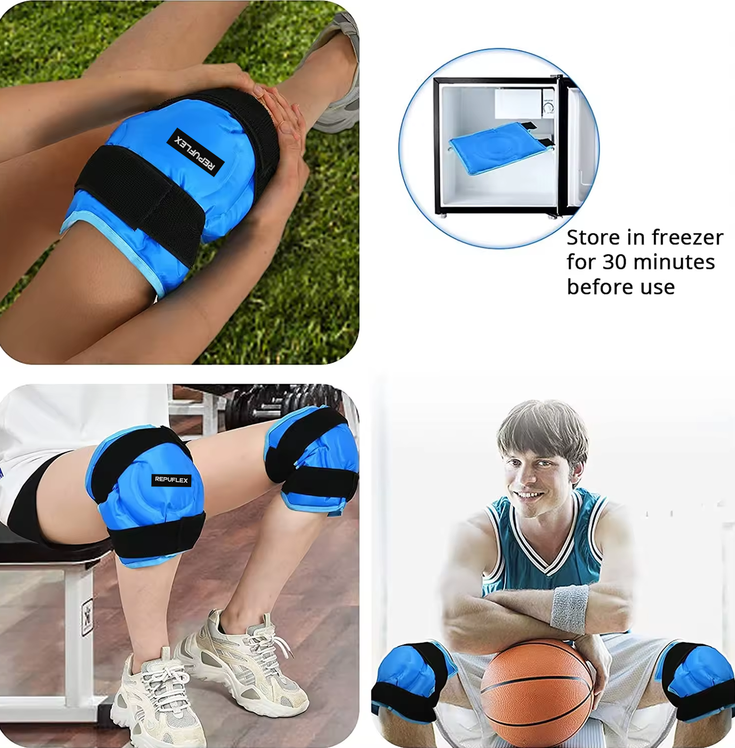 1 Single - Knee Ice Pack Wrap - Freezable, Adjustable & Reusable Knee Therapy & Pain Relief (One Size Fits All)