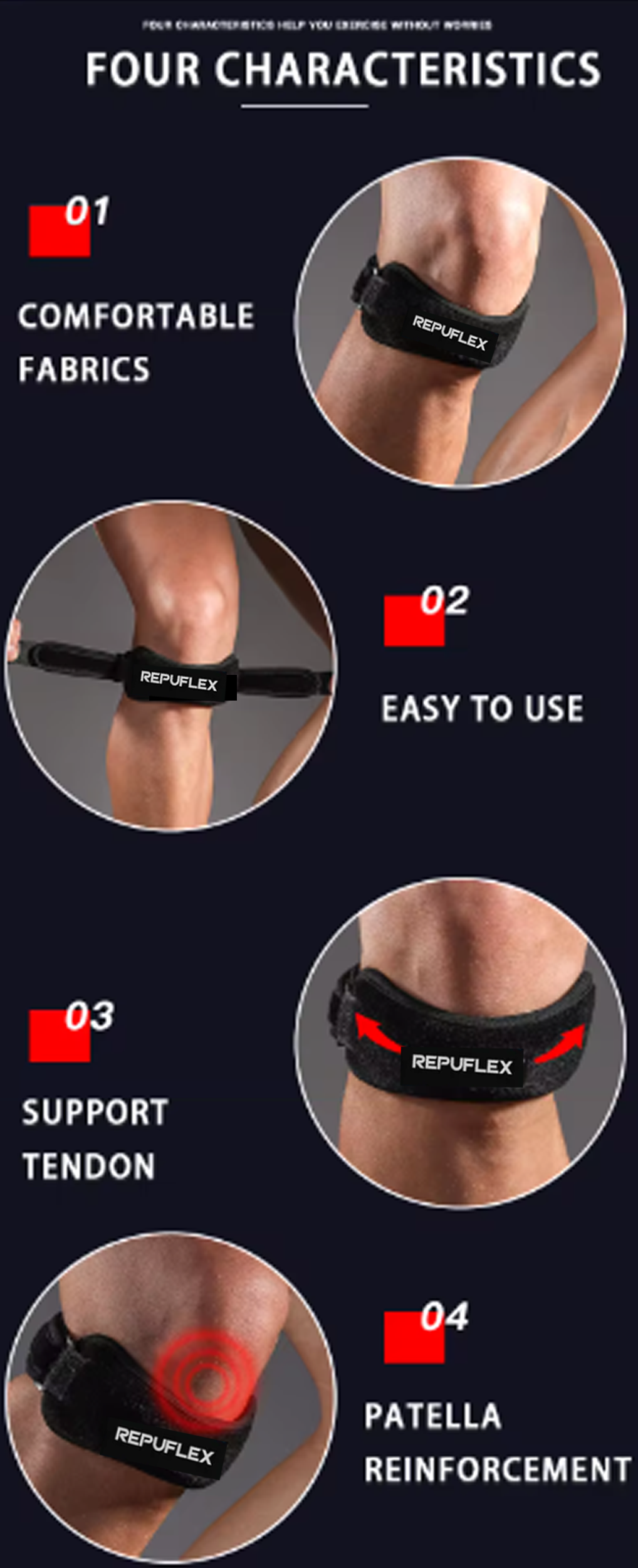 1 Single - Adjustable Neoprene Patella Knee Strap (One Size Fits All)