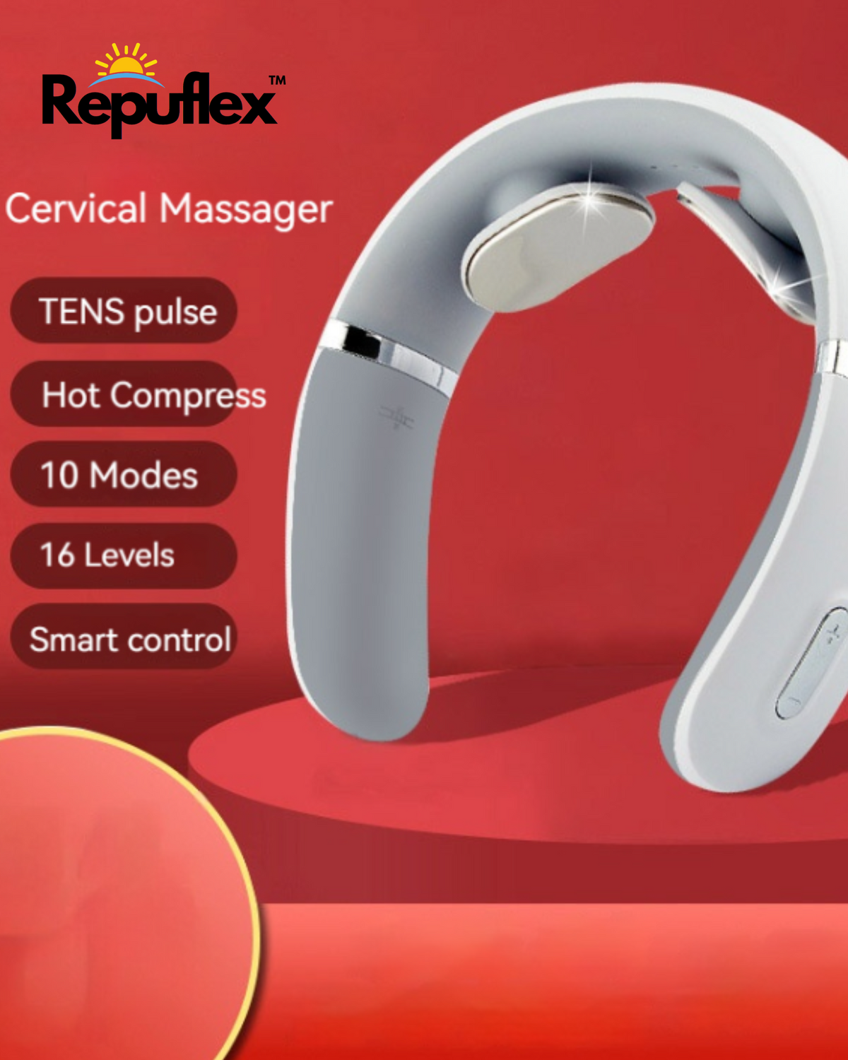 2 (Dual Set) - Cervical Neck Massager - Cordless Shiatsu Vibration & Heat Settings with TENS Pulse   - Save 60%