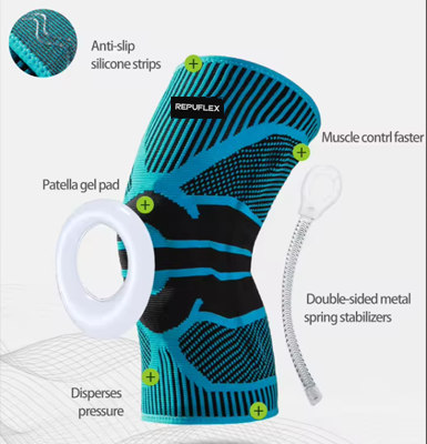 1 Single - Pro Knee Compression Sleeve Knee Brace (Unisex) with Silicone Gel Pad & Side Stabilizers