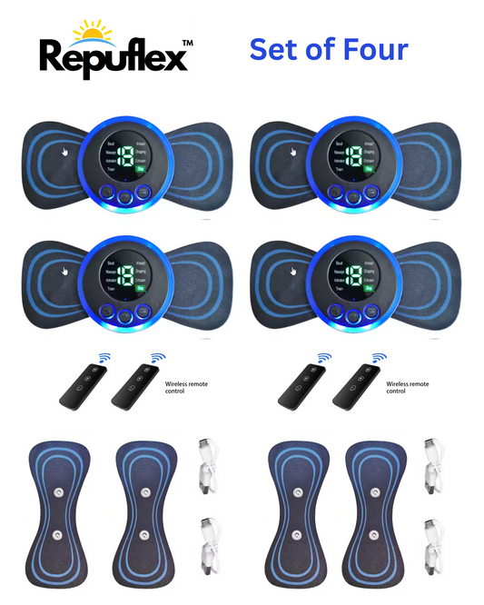 4 (Set of Four) - Wireless Body Massager with TENS + EMS Muscle Stimulator + 4 Extra Massage Pads - Buy 3, Get 1 FREE!